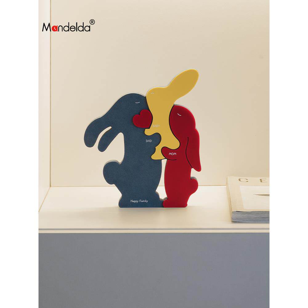 Mandelda客厅桌面摆件温馨呆萌兔装饰入户玄关家居电视柜创意饰品