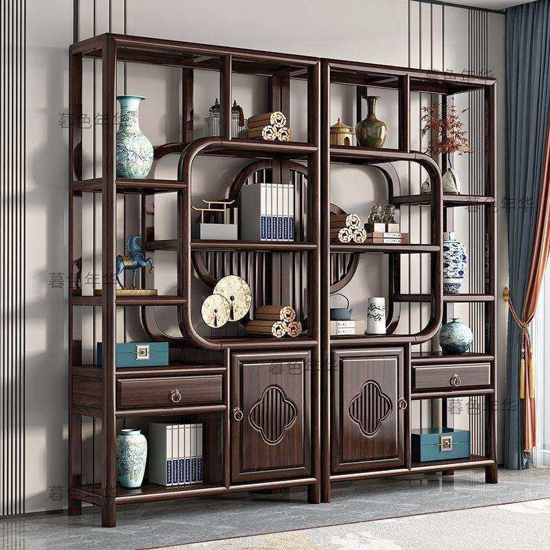 新中式一整套博古架实木加厚多宝阁陈列置物架办公室茶室展示柜