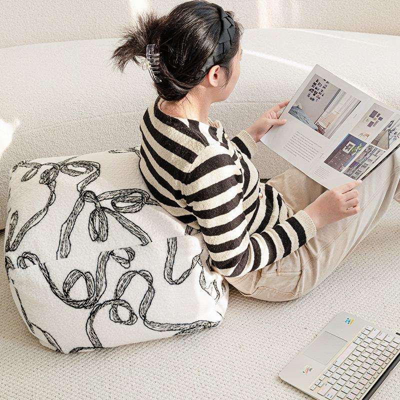 黑白线条坐墩简约现代客厅地毯榻榻米蒲团懒人沙发脚踏简约布艺墩