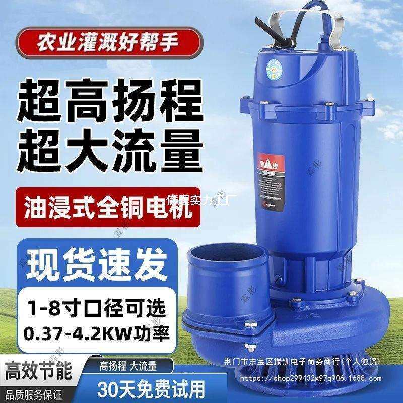 上海牌潜水泵220V人民款高扬程大流量抽水水泵农田灌溉大流量水泵