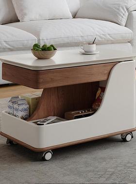 现代简约客厅家用小户型岩板多功能升降茶几可收纳移动边柜边几