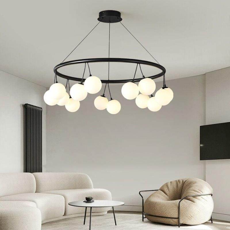 意式极简轻奢个性樱桃黑色客厅吊灯设计师款样板房餐厅卧室玄关灯