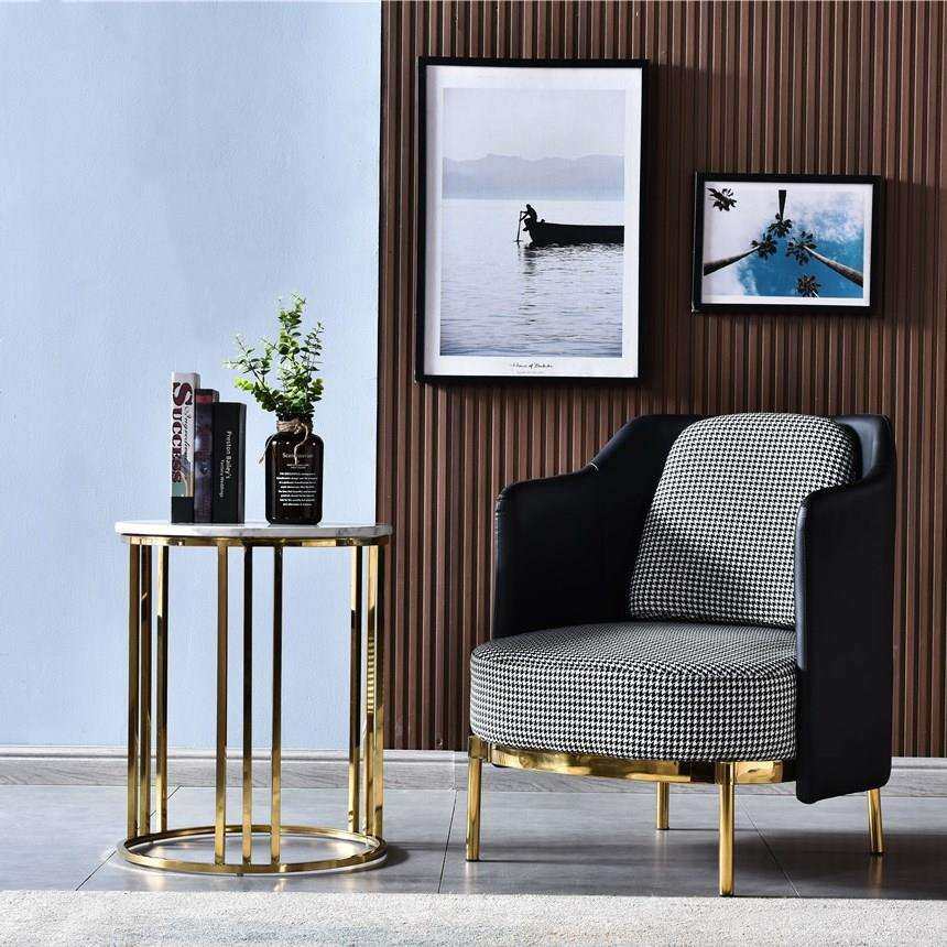 家用沙发边几北欧小茶几客厅小圆桌简约移动边桌阳台不锈钢小桌子