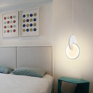 现代简约极简床头吊线小吊灯单个风长线卧室主卧床头柜掉线氛围灯