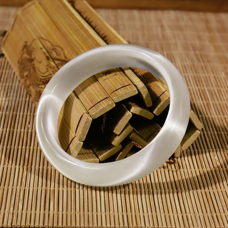 白月光荔枝冻高冰透猫眼手镯女玛瑙玉石玉髓平替抖音直播电商爆款