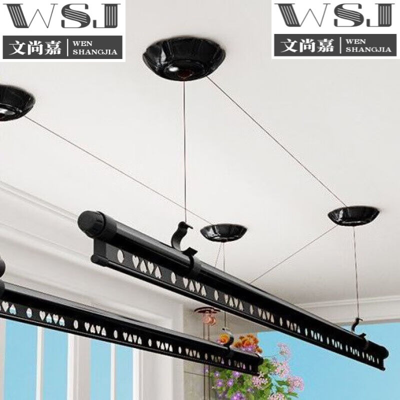 晾衣架升降手摇阳台双杆晾衣杆凉衣架三杆式晒衣架室内加厚可安装