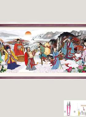 八仙过海十字绣2022新款线绣人物钻石画古风自己绣丝线自己贴客厅