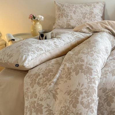 A类母婴级60支全棉三层纱提花四件套纯棉被套床单床笠水洗棉用品4