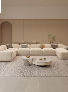 轻奢直排现代沙发豆腐块科技组合极简大气大户型客厅布艺沙发弹力