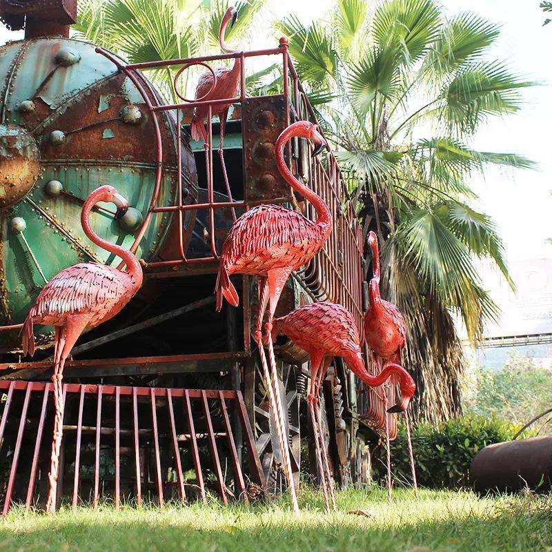 百界仿真铁艺火烈鸟园林花园动物摆件婚庆道具摄影派对橱窗装饰