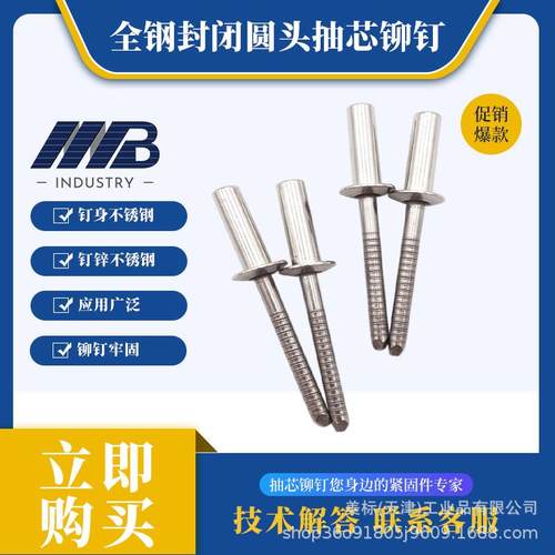 全不锈钢316封闭型元圆头抽芯拉铆钉耐腐蚀gb12615.4搓牙拉铆钉