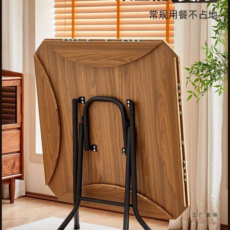 折叠桌子餐桌家用小户型10人出租房方桌实木简易客厅圆形吃饭圆桌