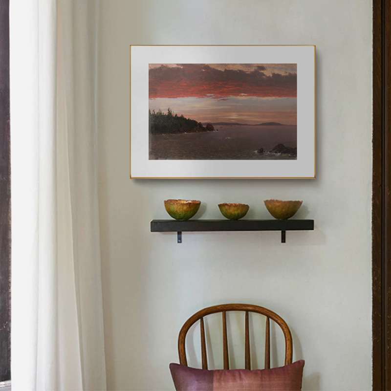 日出时来自沙漠山 现代简约客厅背景装饰画小众风景壁画卧室挂画