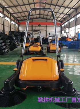 升级款灰色无动力耐磨轮刷手推扫地机大垃圾箱轻便型地面清扫机