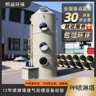 江西废气处理设备阻燃PP喷淋塔酸雾净化塔立式旋流洗涤塔环保排烟