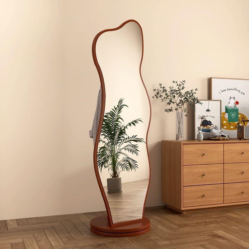 现代网红爆款卧室一体镜可旋转异形移动镜落地全身镜服装店储物镜