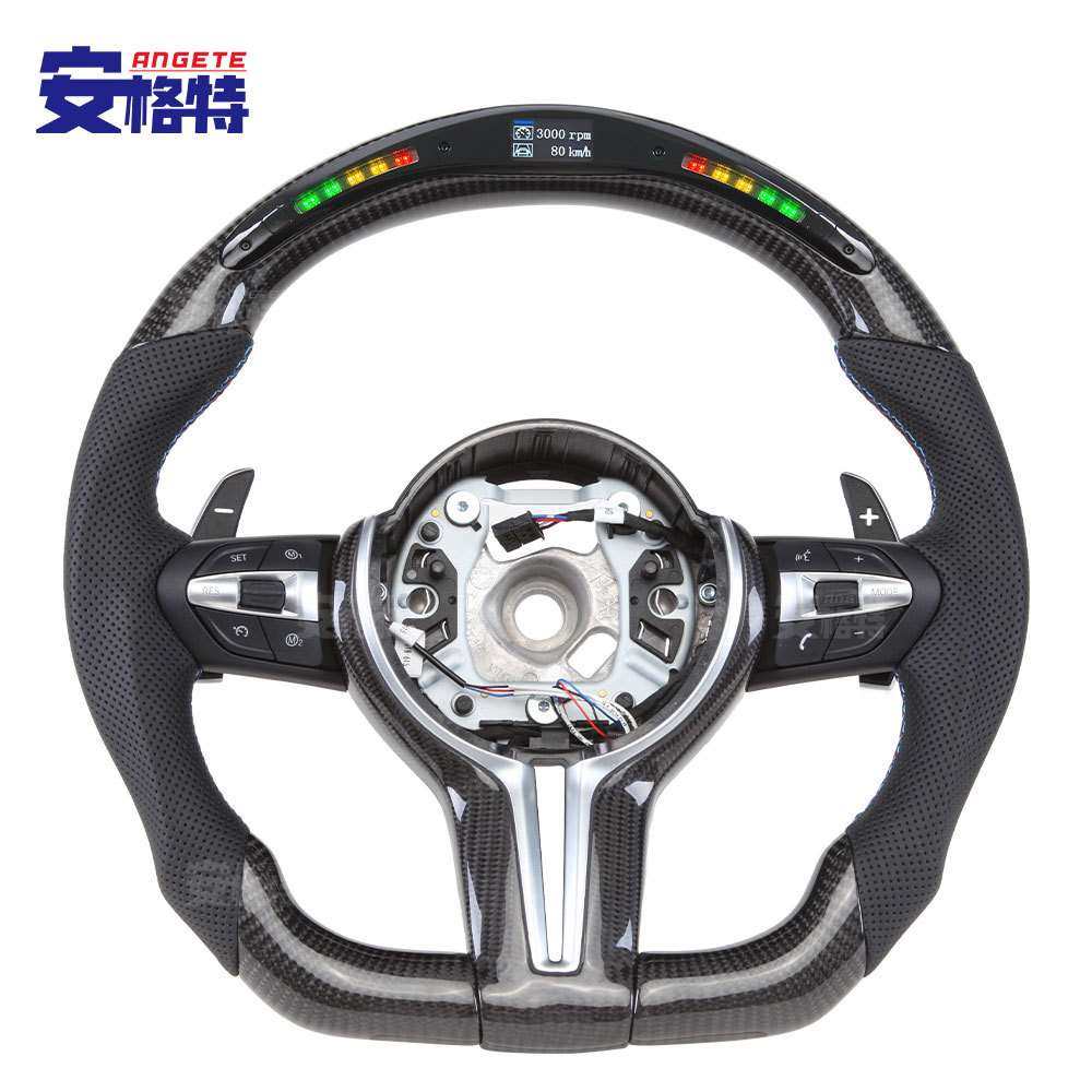 适用于BMW宝马5系6系7系M5M6E60改装LED碳纤维汽车方向盘