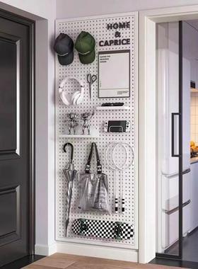 圆孔金属洞洞板置物架入户收纳架展示架上墙五金工具挂板墙