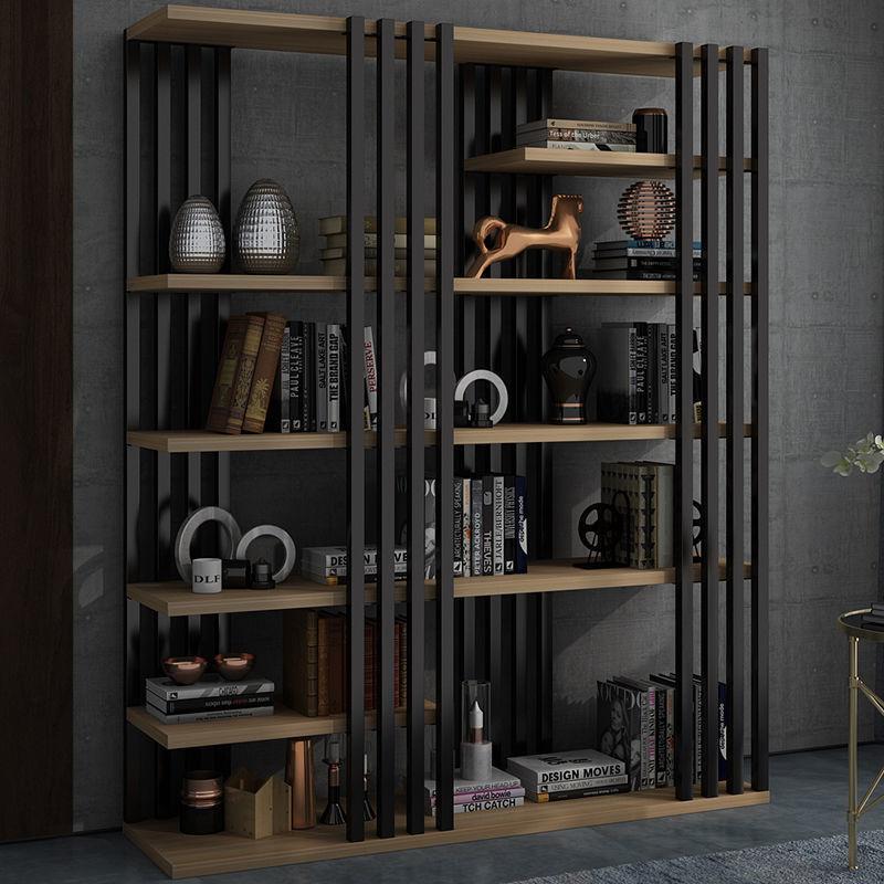 办公室书架置物架落地多层简约客厅隔断装饰收纳储物铁艺展示架子