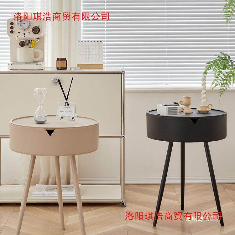 奶油风茶客厅边几家用小圆桌迷你床头柜简约网红阳台桌子小户型