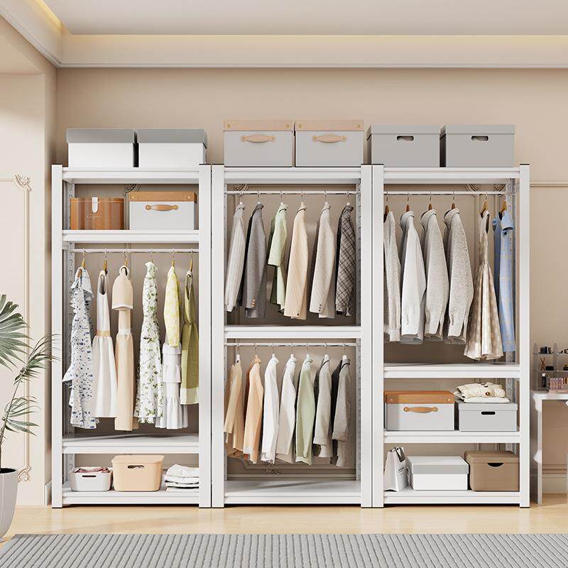 简易衣柜多层出租房用铁艺卧室家用组装置物架落地挂衣架收纳货架