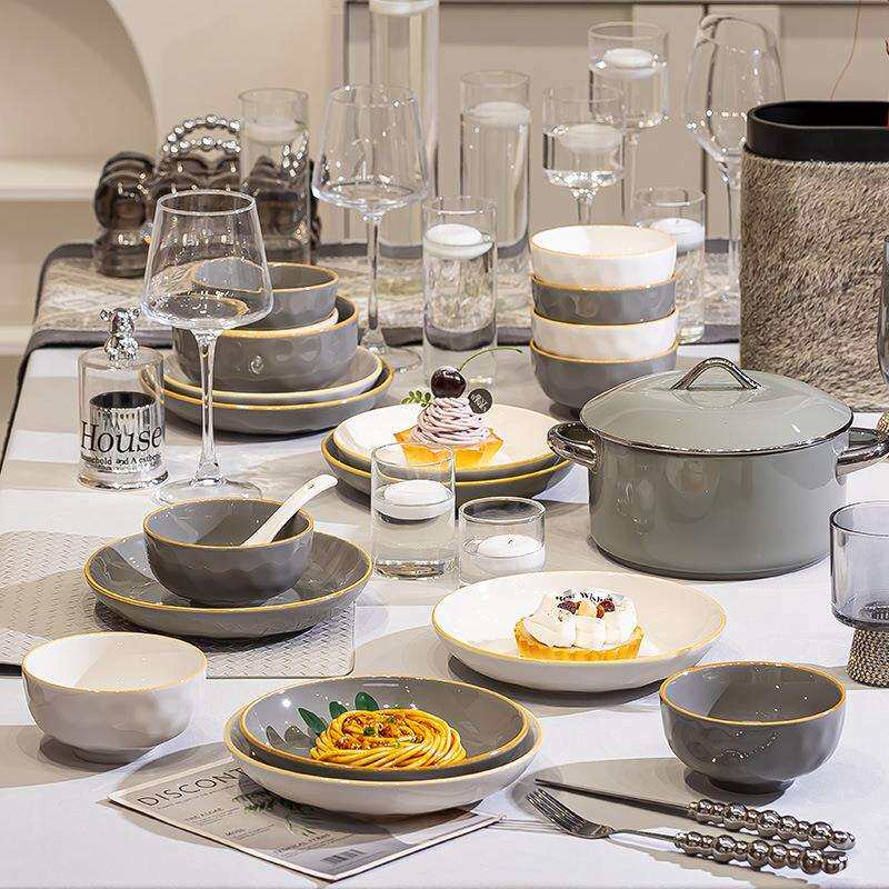 碗碟套装家用轻奢高级感颜值陶瓷简约乔迁送礼碗盘筷碗具餐具组合