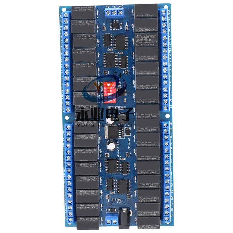 32通道RS485继电器12VModbus RTU协议串口遥控开关PLC控制板
