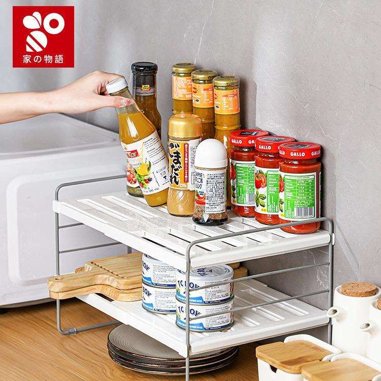 厨房伸缩调料收纳放东西的置物架橱柜碗盘收纳架碗柜台面碗碟架子