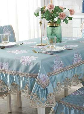 餐桌椅子套罩奢华欧式家用现代简约长方形布艺餐椅垫套装茶几桌布