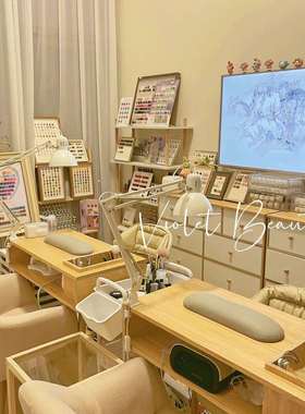 实木美甲桌网红日式美甲店桌子小型一人内嵌美甲桌椅套装美甲台
