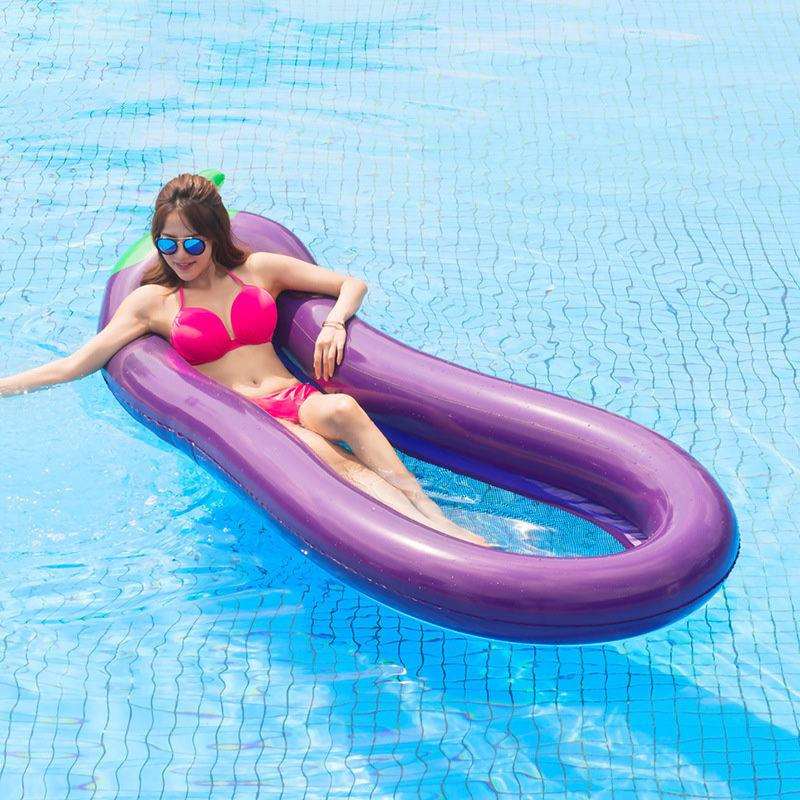 浮气垫床超大加厚网格布躺椅充气茄子浮排浮床水上儿童泳圈漂