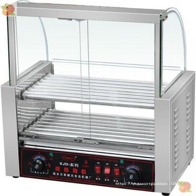 商用14管烤肠机热狗机双控温不锈钢14管烤香肠机双层