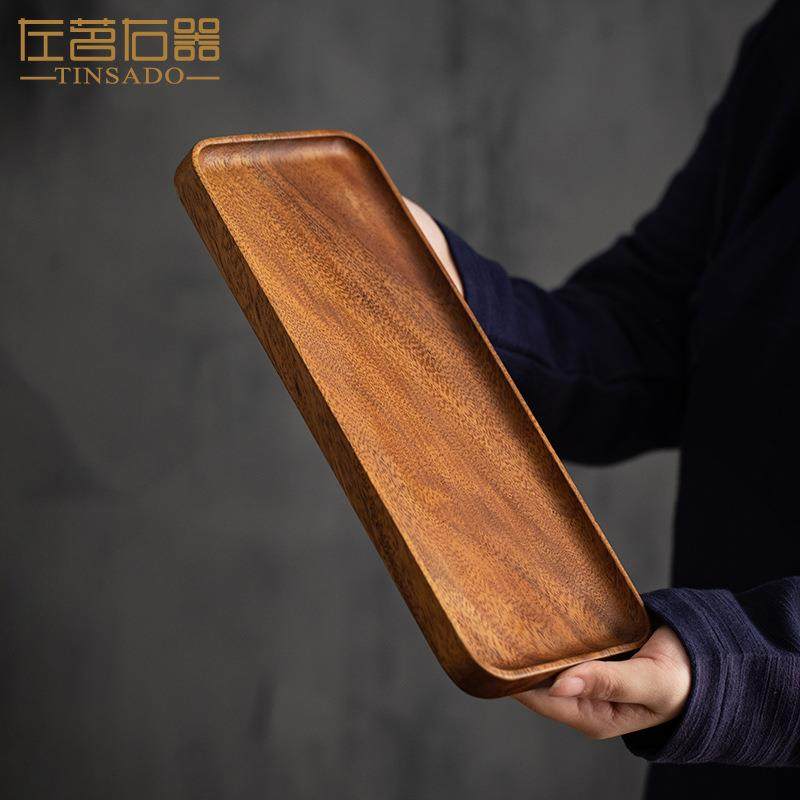 胡桃木托盘实木制木干泡台餐盘窄长形茶托盘条形茶盘小型