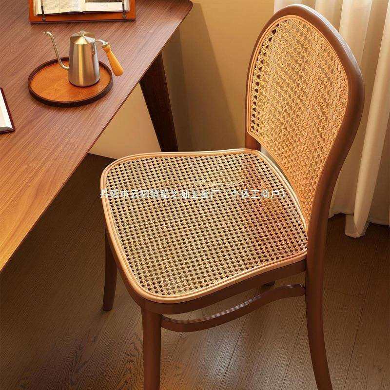 塑料藤编椅子靠背椅家用加厚餐椅中古仿餐桌凳子吃饭户外商无