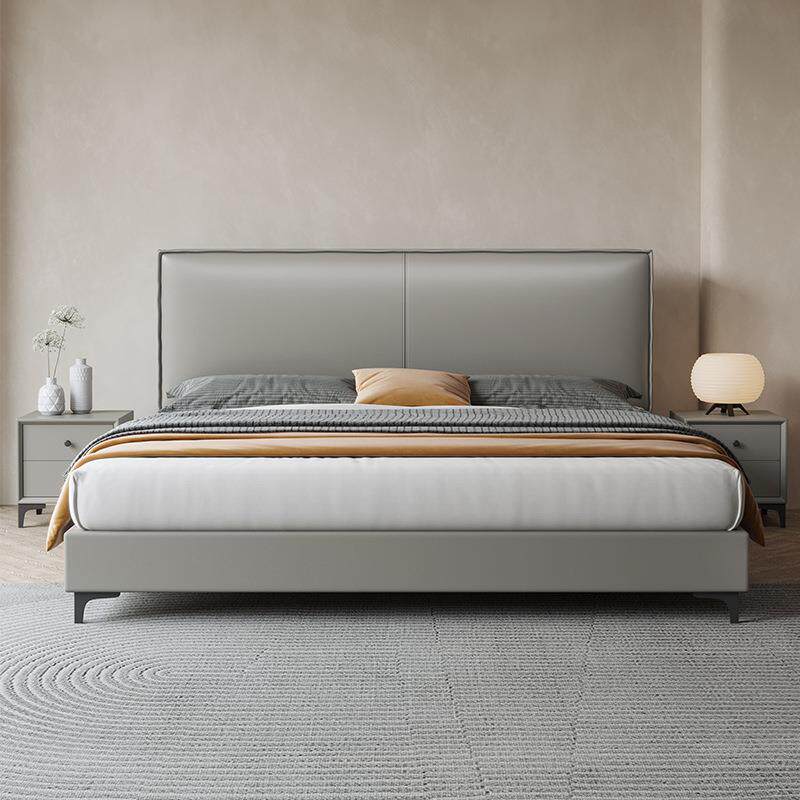 意式极简纳帕皮储物高箱卧室皮艺床轻奢多功能小户型双人皮艺床