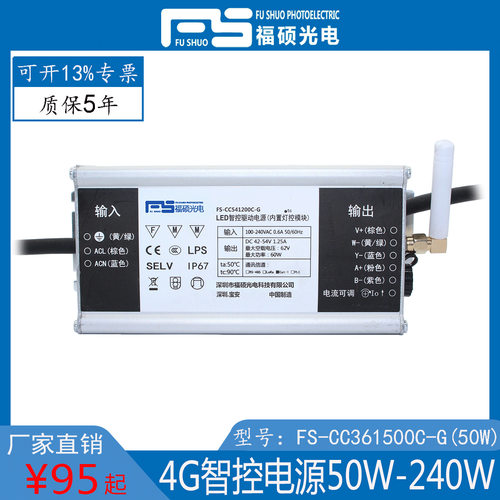 福硕一体化4G智能电源已接入SaaS联网系统50W-240W支持调光可调
