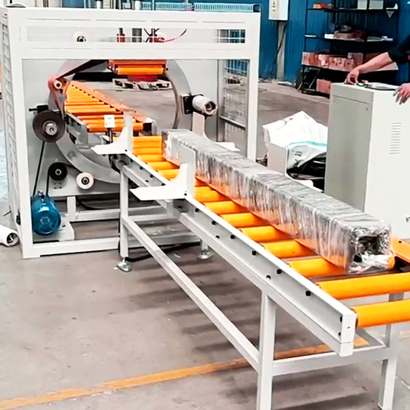 水平缠绕打包机管材铝材型材包装机小型环体缠绕机卧式滚筒缠膜机图片