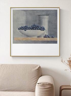 国外餐厅装饰画正方形水果复古壁画玄关过道挂画饭厅墙面装饰墙画