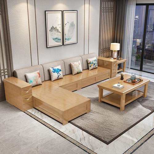 中式实木沙发客厅北欧组合小户型冬夏两用现代简约贵妃储物沙发