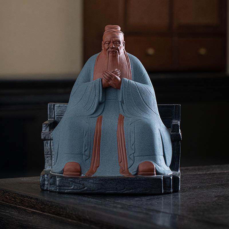 陶瓷孔子摆件国学圣人历史人物雕像客厅书房书桌孔夫子装饰工艺品