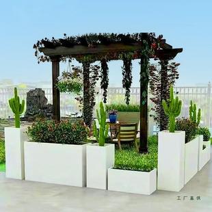 户外铁艺不锈钢花箱定制阳台露台造景镀锌钢成品组合金属室内庭