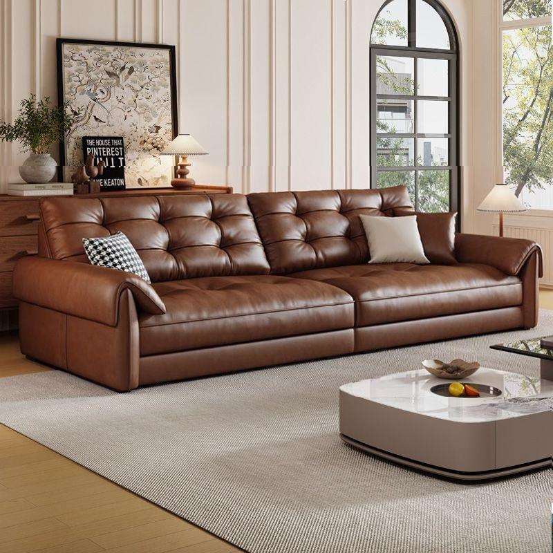 意式极简复古沙发家用客厅中古风美式轻奢墨绿色直排油蜡会客沙发