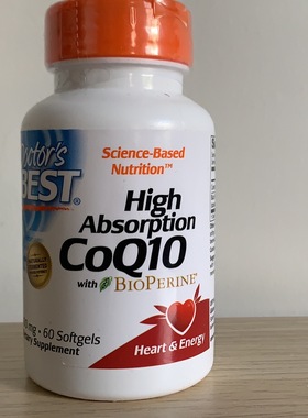 现货Doctor's Best高吸收辅酶 Q10含 BioPerine，100 毫克，60 粒