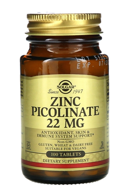 现货美国Solgar吡啶甲酸锌片 Zinc picolinate 22mg100片100片