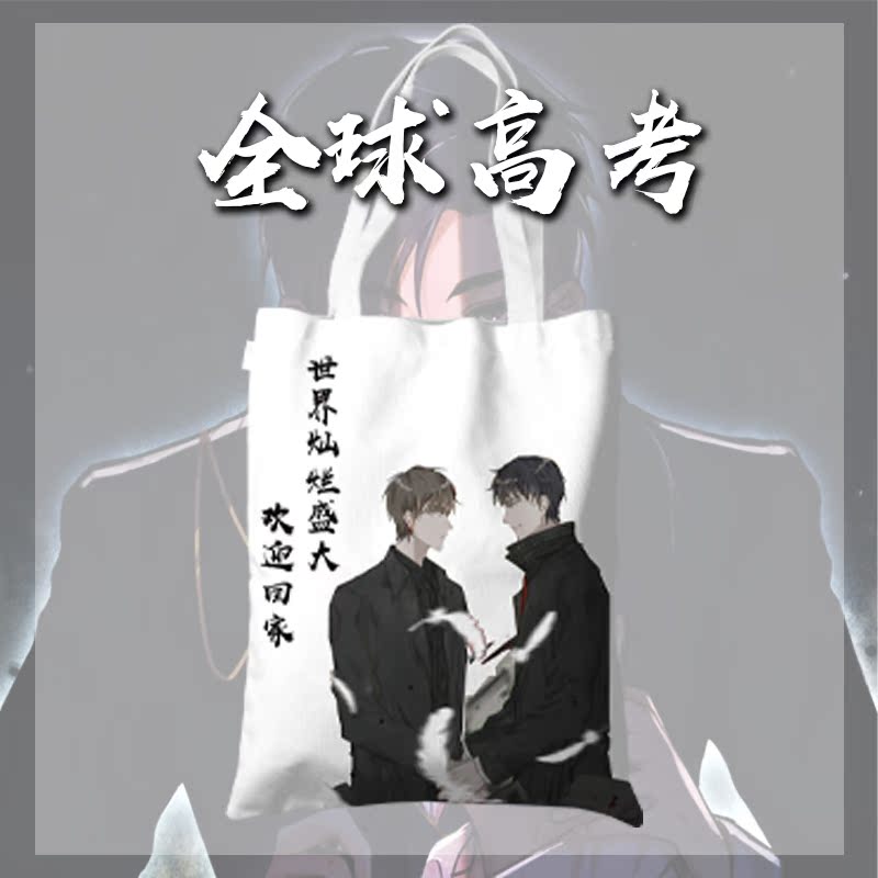 全球高考帆布袋单肩书包周边笔袋写真透卡笔袋手绘手提包托特包