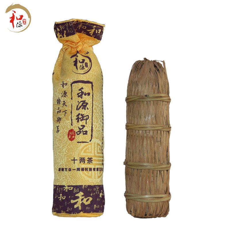 和源御品湖南安化黑茶手筑花卷茶十两百两茶小千两礼品茶叶带底座