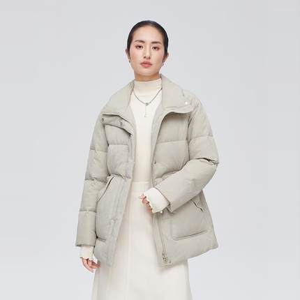 艾莱依奥莱短款羽绒服女小个子防风保暖优雅羽绒服外套商场同款
