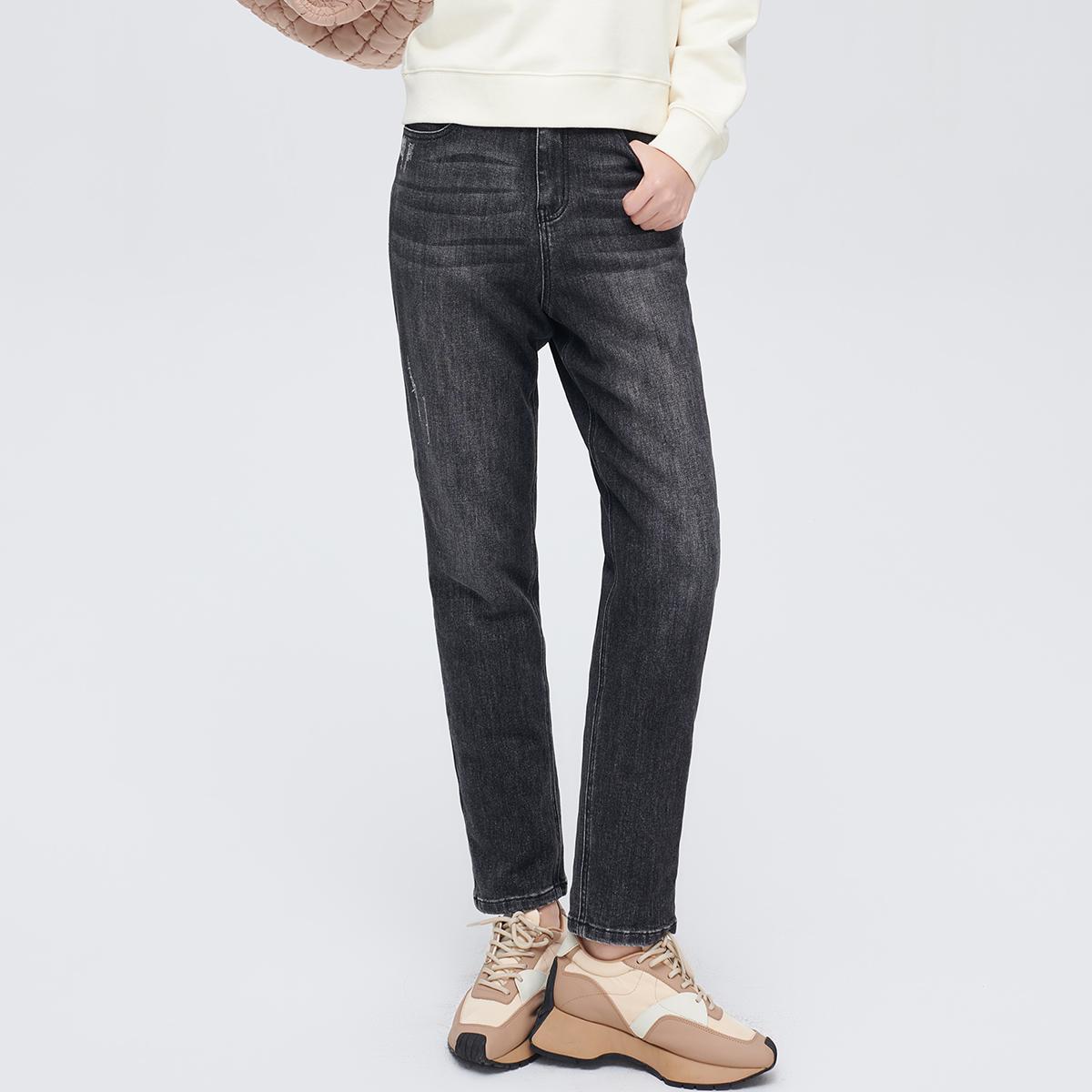 艾莱依显瘦牛仔羽绒裤女