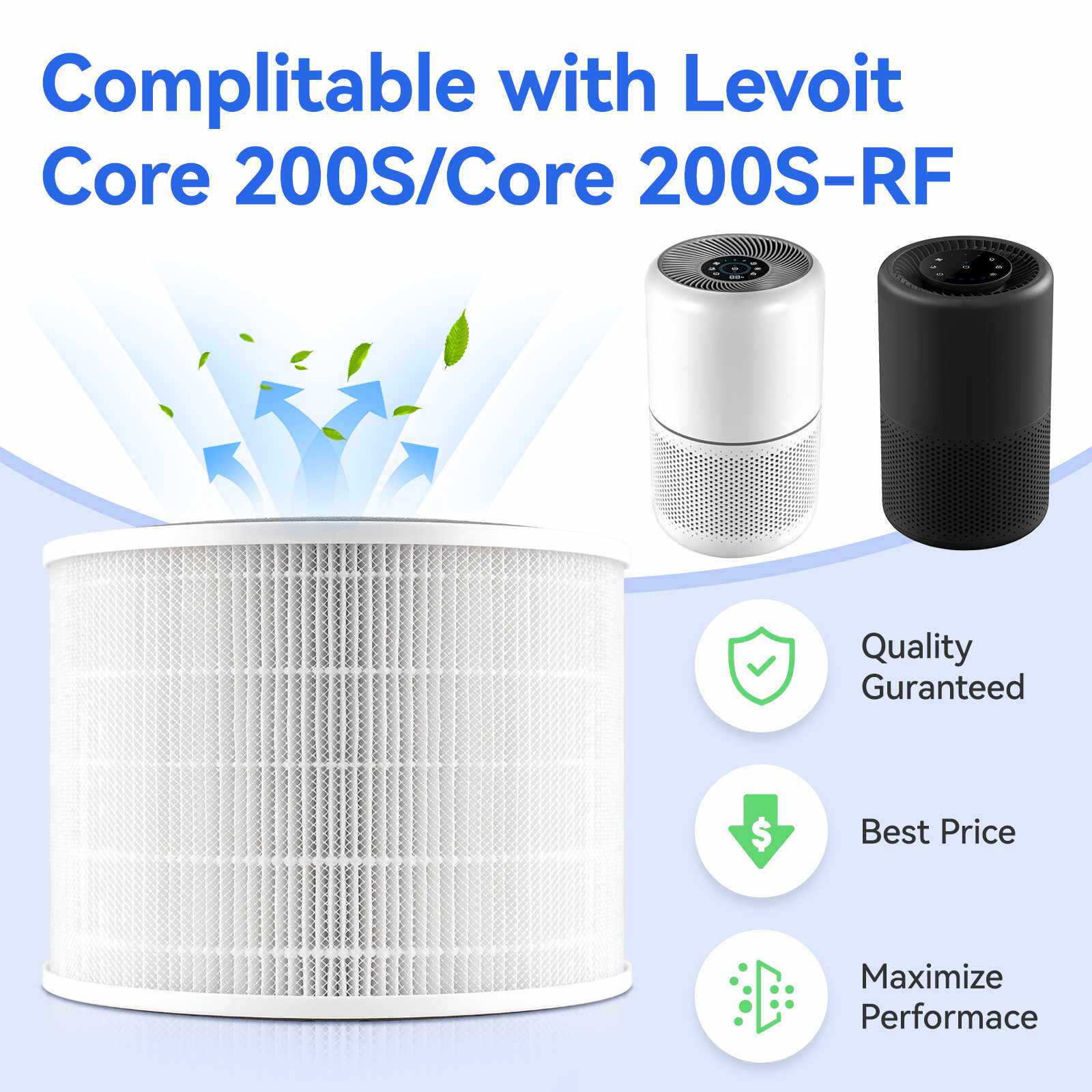 徽曦适配LEVOIT空气净化器配件Core200s滤网滤芯过滤甲醛雾霾滤芯