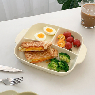 211减脂餐盘分格方盘三格陶瓷盘子早餐大人儿童分餐盘减肥水果盘